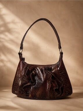 Vintage Genna De Rossi Croc Ruffle Shoulder Bag